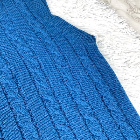 Vintage Brian McNeil Blue Cable Knit V-neck Sweater Vest EUC - Picture 5 of 9